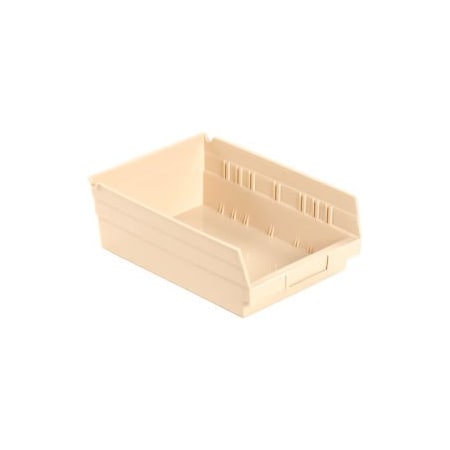 Quantum Storage Systems Shelf Storage Bin, Plastic, Beige, 12 PK QSB107IV